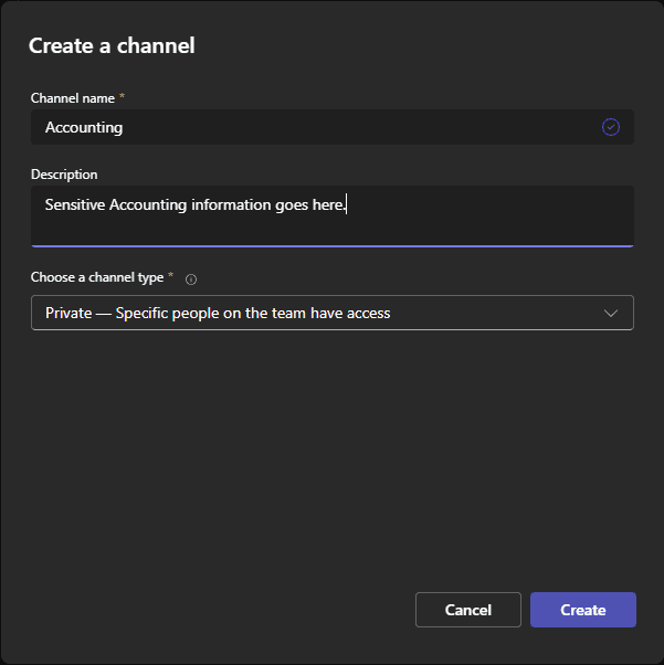 Create Private Channel